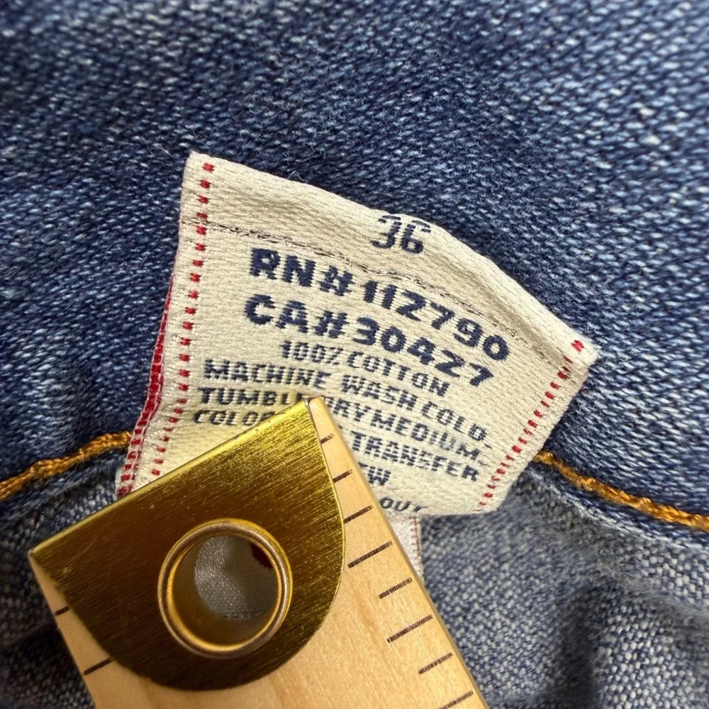 True Religion Ricky Straight Leg Jeans Blue Denim Made in USA Mens 36x33